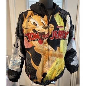 Tom and Jerry Members Only Windbreaker Hoodie Lightweight Size Medium